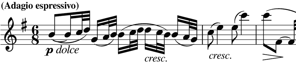 heart-rending passage on the violin