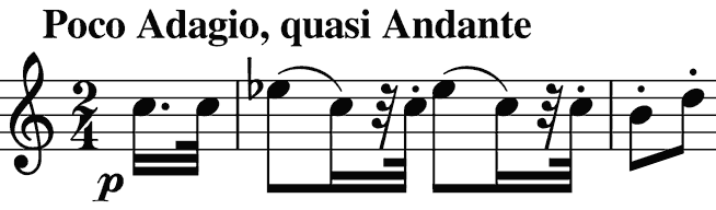 dotted rhythm opens the short second movement