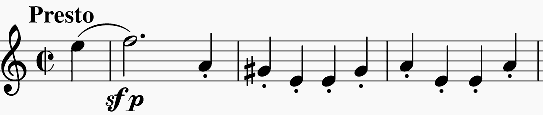 opening Presto of Beethoven's original 'Kreutzer' violin sonata