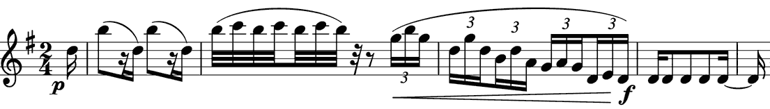 each of the first four bars containing a different motif