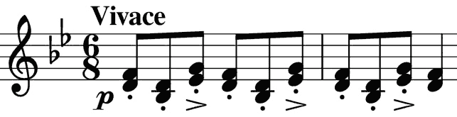  opening bars of the cheerfully playful first movement